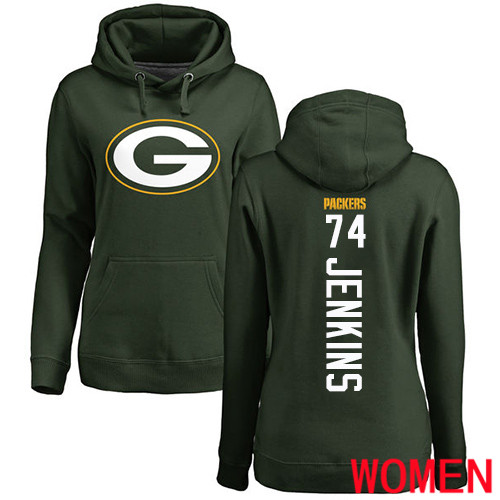 Green Bay Packers Green Women 74 Jenkins Elgton Backer Nike NFL Pullover Hoodie Sweatshirts